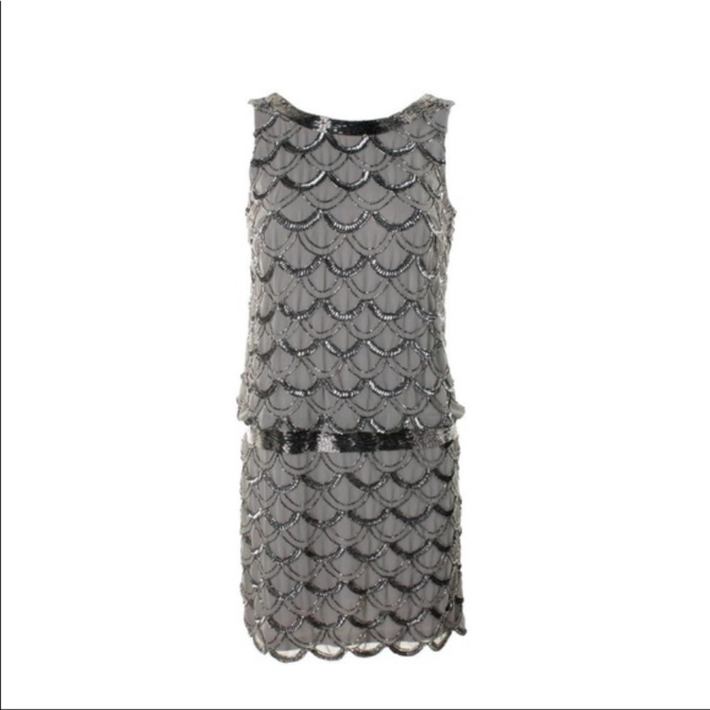 Adrianna Papell beaded scalloped sleeveless cocktail dress - Picture 10 of 13